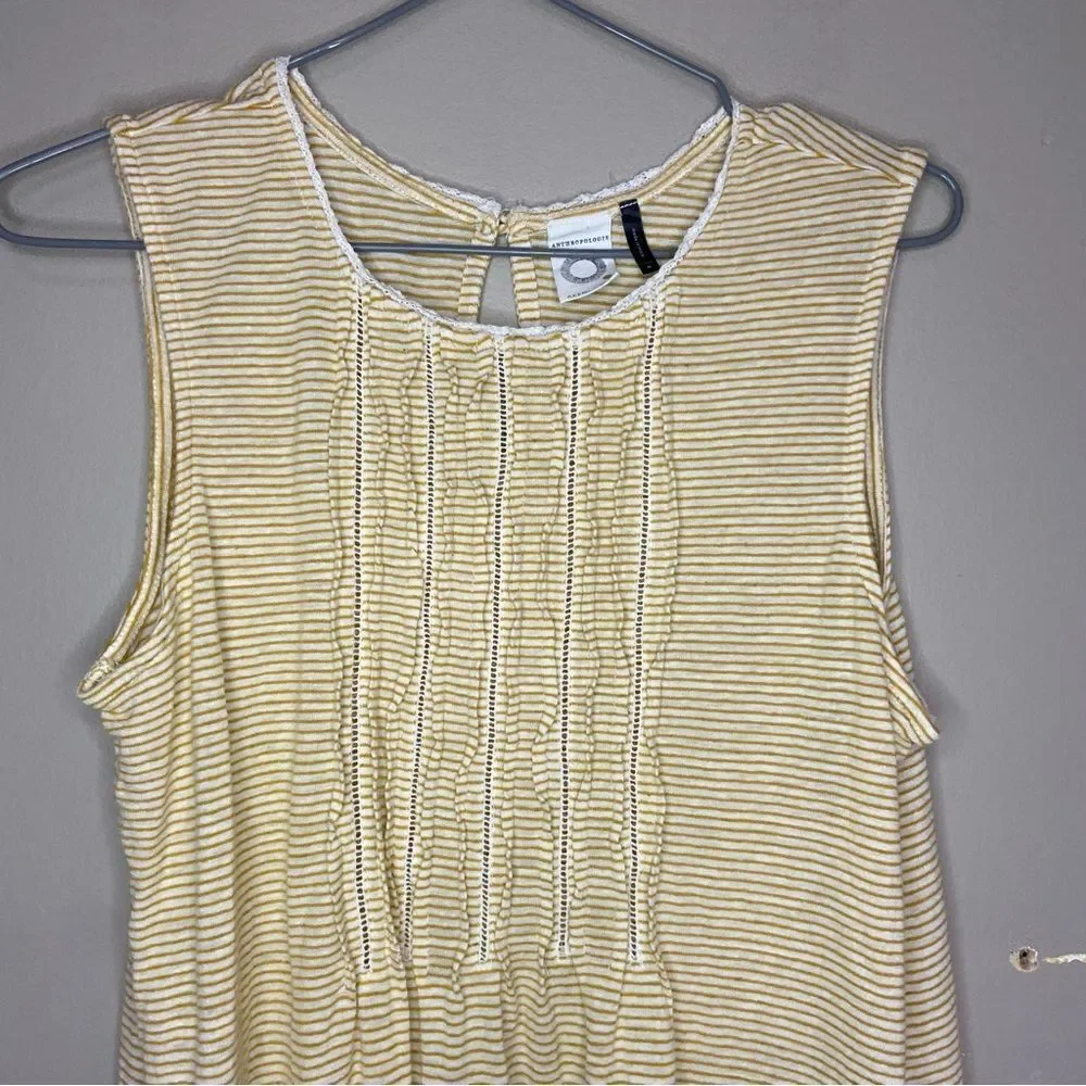 Anthropologie | Akemi & Kin Yellow/White Striped Flowy Tank Top Size Medium - Picture 4 of 8
